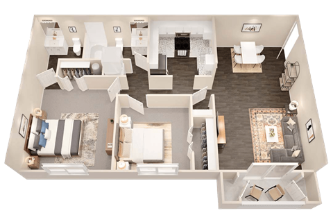 3d floor plan of a 2100 sq ft home
